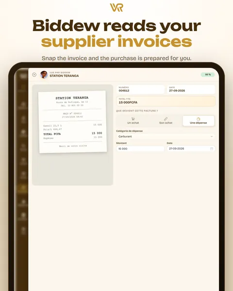 Biddew reads your supplier invoices