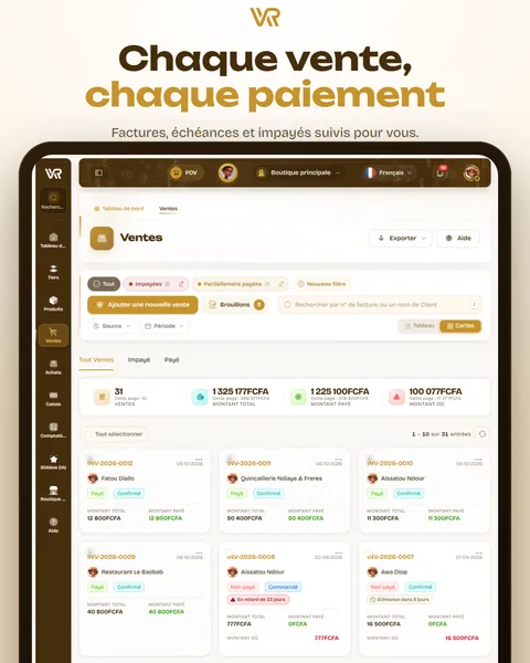 Chaque vente, chaque paiement