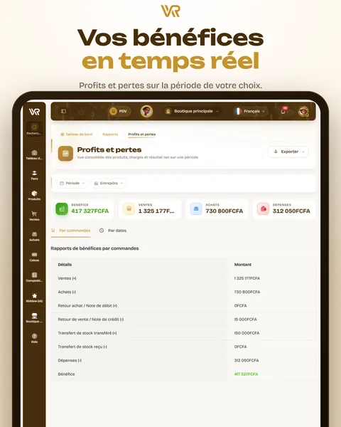 Vos bénéfices en temps réel